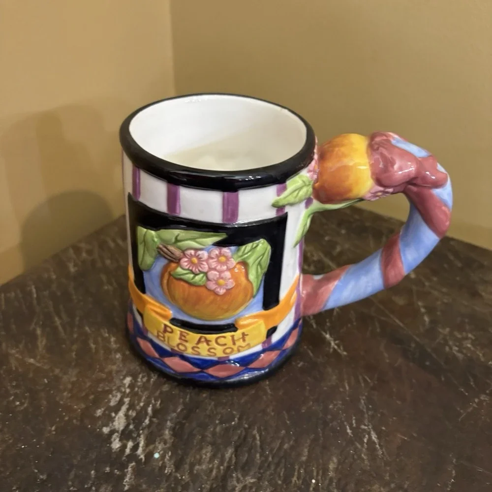 Zrike Peach Blossom Tea Time Hand Painted Tea Pot 2 Cups/‎ Mugs